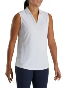 Footjoy Women' Polo Open Placket Sleeveles -Golf Sales Store footjoy womens open placket sleeveless polo white 02 53945.1673285373