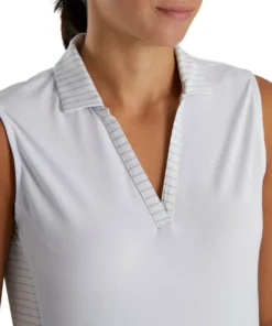 Footjoy Women' Polo Open Placket Sleeveles -Golf Sales Store footjoy womens open placket sleeveless polo white 04 73433.1673285373