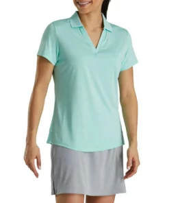Footjoy Women' Placket Open Polo Space Dye -Golf Sales Store footjoy womens open placket space dye polo aquamarine white 02 54391.1631902166