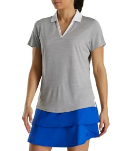 Footjoy Women' Placket Open Polo Space Dye -Golf Sales Store footjoy womens open placket space dye polo grey white 02 01494.1631902166