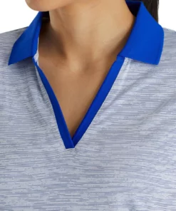 Footjoy Women' Placket Open Polo Space Dye -Golf Sales Store footjoy womens open placket space dye polo white cobalt 04 65491.1631902167