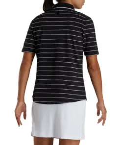 Footjoy Women' Pique Polo Pinstripe Half Sleeve -Golf Sales Store footjoy womens pique pinstripe half sleeve polo black 02 62436.1673904203