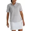 Footjoy Women' Pique Polo Pinstripe Half Sleeve -Golf Sales Store footjoy womens pique pinstripe half sleeve polo light grey heather 01 31206.1673899448