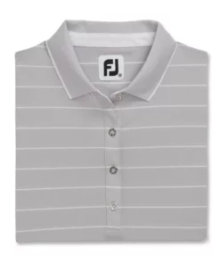 Footjoy Women' Pique Polo Pinstripe Half Sleeve -Golf Sales Store footjoy womens pique pinstripe half sleeve polo light grey heather 04 93987.1673903510