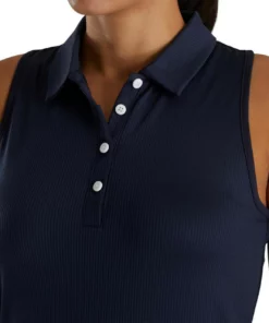 Footjoy Women' Polo Sleeveles Ribbed 24 Footjoy Women' Polo Sleeveles Ribbed -Golf Sales Store footjoy womens ribbed sleeveless polo navy 04 75519.1676585507