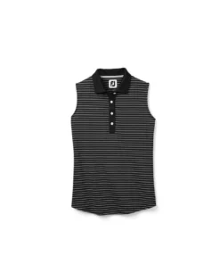 Footjoy Women' Polo Sleeveles Pinstripe -Golf Sales Store footjoy womens sleeveless pinstripe polo black 01 64595.1633122943