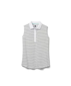 Footjoy Women' Polo Sleeveles Pinstripe -Golf Sales Store footjoy womens sleeveless pinstripe polo white 01 46442.1633122943
