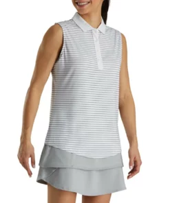 Footjoy Women' Polo Sleeveles Pinstripe -Golf Sales Store footjoy womens sleeveless pinstripe polo white 02 49055.1633122943