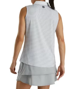 Footjoy Women' Polo Sleeveles Pinstripe -Golf Sales Store footjoy womens sleeveless pinstripe polo white 03 14824.1633122943