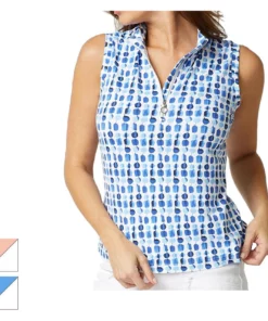 GGBLUE Tess Sleeveless Polo -Golf Sales Store ggblue tess sleeveless polo navy cube 01 73642.1676577795