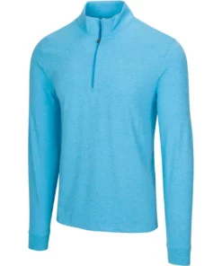 Greg Norman Mock Heathered 1/4 Zip -Golf Sales Store greg norman heathered 1 4 zip mock riviera blue heather 01 18533.1632775036