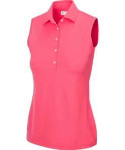 Greg Norman Women' Polo Micro Pique Freedom Sleeveles -Golf Sales Store greg norman womens freedom micro pique sleeveless polo field poppy 01 89087.1659043420