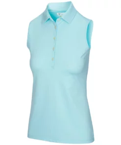 Greg Norman Women' Polo Micro Pique Freedom Sleeveles -Golf Sales Store greg norman womens freedom micro pique sleeveless polo pure aqua 01 01084.1659043420