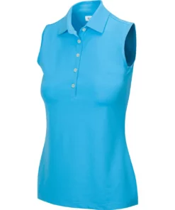 Greg Norman Women' Polo Micro Pique Freedom Sleeveles -Golf Sales Store greg norman womens freedom micro pique sleeveless polo riviera blue 01 56045.1659043420