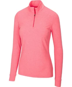 Greg Norman Women' Heather 1/4 Zip Peached -Golf Sales Store greg norman womens peached heather 1 4 zip field poppy heather 01 01802.1633111170