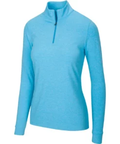 Greg Norman Women' Heather 1/4 Zip Peached -Golf Sales Store greg norman womens peached heather 1 4 zip riviera blue heather 01 43355.1633111170