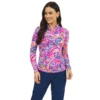 Ibkul Aubrey Print Long Sleeve Mock Neck 2 Ibkul Aubrey Print Long Sleeve Mock Neck -Golf Sales Store ibkul aubrey print long sleeve mock neck plum multi 01 97993.1676584295