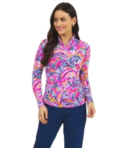 Ibkul Aubrey Print Long Sleeve Mock Neck