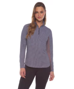 Ibkul Check Zip Mock Mini Long Sleeve -Golf Sales Store ibkul mini check long sleeve zip mock black 01 78733.1676597089