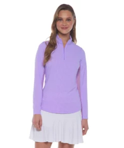 Ibkul Check Zip Mock Mini Long Sleeve -Golf Sales Store ibkul mini check long sleeve zip mock lavender 01 99147.1676581378