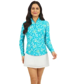 Ibkul Mosaic Mock Wine Print Long Sleeve