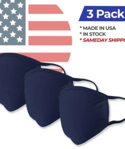 Golfio Usa Face Mask Fabric 3 Pack Made In Washable Navy Fashion Double Layer -Golf Sales Store jjr0010 navy 1 1 19645.1594071008