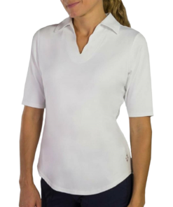 Jofit Scallop Polo 1/2 Sleeve White