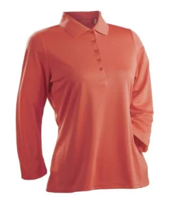 Nancy Lopez Luster 3/4 Sleeve Polo -Golf Sales Store nancy lopez luster 3 4 sleeve polo tangerine 01 98221.1633540841