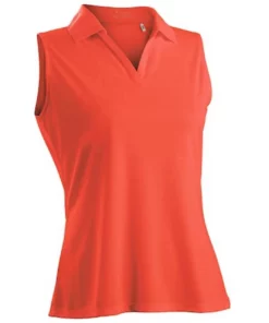 Nancy Lopez Polo Sleeveles Luster -Golf Sales Store nancy lopez luster sleeveless polo tangerine 01 54351.1633466644