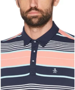 Original Penguin Roadmap Stripe Polo -Golf Sales Store original penguin roadmap stripe polo black iris 03 65618.1659043124