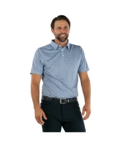 Straight Down Escher Polo -Golf Sales Store straight down escher polo steel blue 02 88571.1644335557