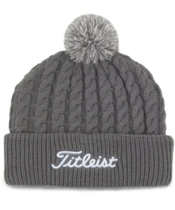 Titleist Beanie Cable Knit Pom Pom -Golf Sales Store titleist cable knit pom pom beanie gray white 01 37918.1636747906