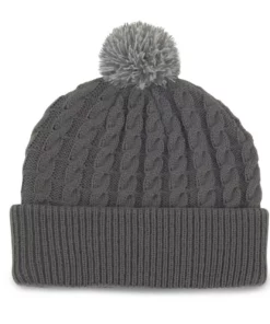 Titleist Beanie Cable Knit Pom Pom -Golf Sales Store titleist cable knit pom pom beanie gray white 02 31891.1636747906