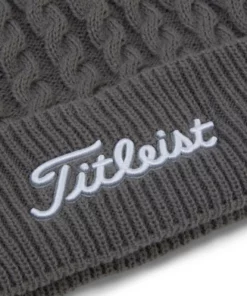 Titleist Beanie Cable Knit Pom Pom -Golf Sales Store titleist cable knit pom pom beanie gray white 03 11784.1636747907