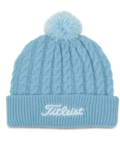 Titleist Beanie Cable Knit Pom Pom -Golf Sales Store titleist cable knit pom pom beanie sky white 01 23458.1636747906