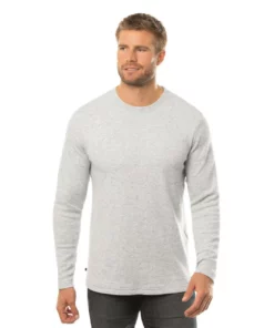 Travis Mathew Cloud Waffle Crew -Golf Sales Store travis mathew cloud waffle crew heather light grey 01 43728.1671651144